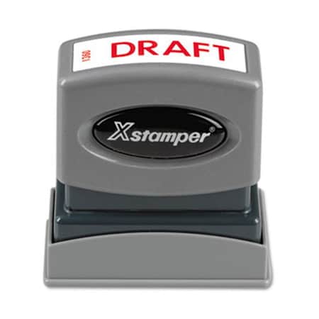 Xstamper Eco-Green Title Message Stamp- DRAFT- Pre-Inked-Re-Inkable- Red 1360